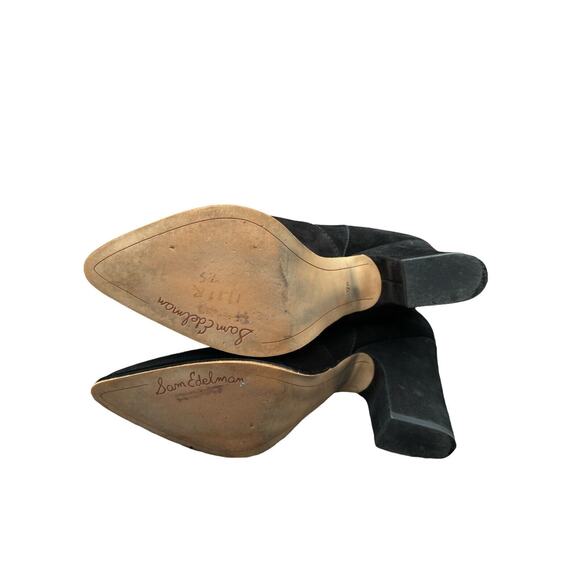 Sam Edelman Niomi Nubuck Western Booties‎ 7.5 Black Pull On Wrapped Block Heel - Picture 5 of 6